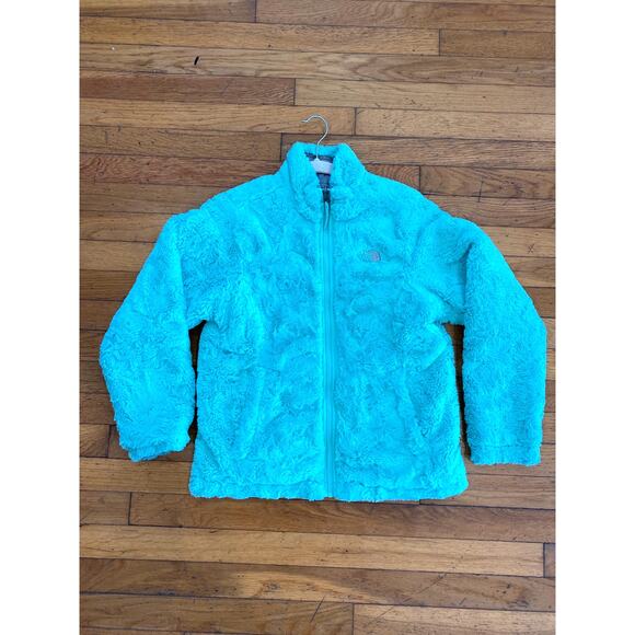 The North Face Girl's Reversible Mossbud Swirl Jacket Teal BlueSz Large 14 16